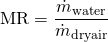 \begin{equation*} \text{MR} = \frac{\dot{m}_{\rm water}}{\dot{m}_{\rm dry air}} \end{equation*}